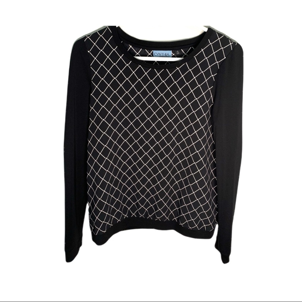 Cynthia Rowley Black and White Print Blouse Sz S